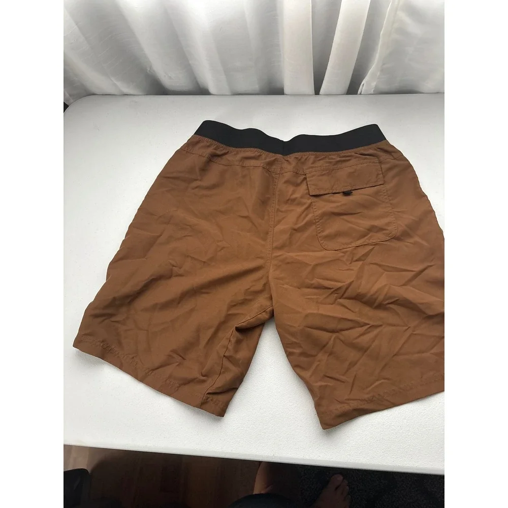 Prana Mojo Shorts Mens XL Brown Elastic Waist Athletic Hiking Yoga Outdoor